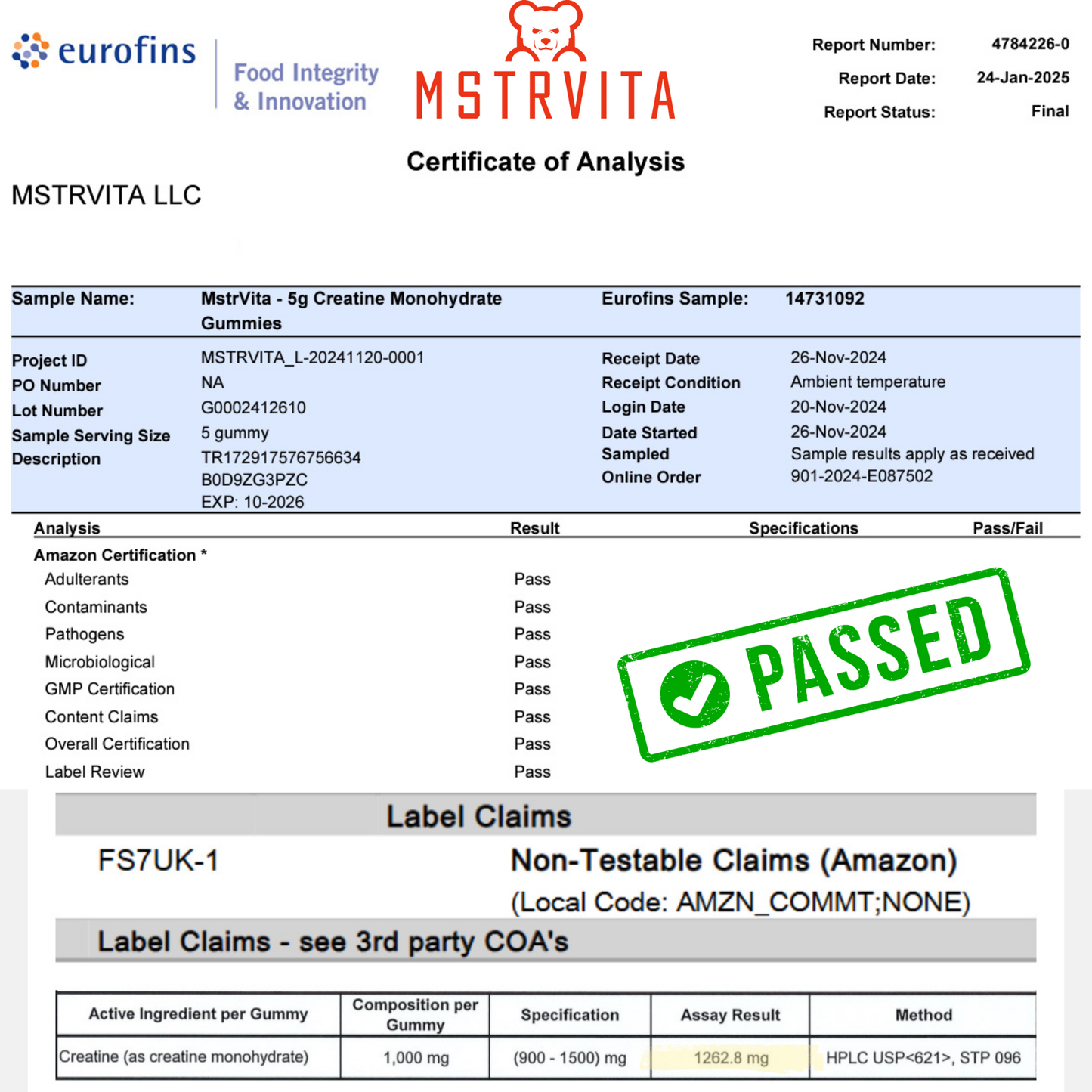 Creatine Monohydrate Gummies - MSTRVITA