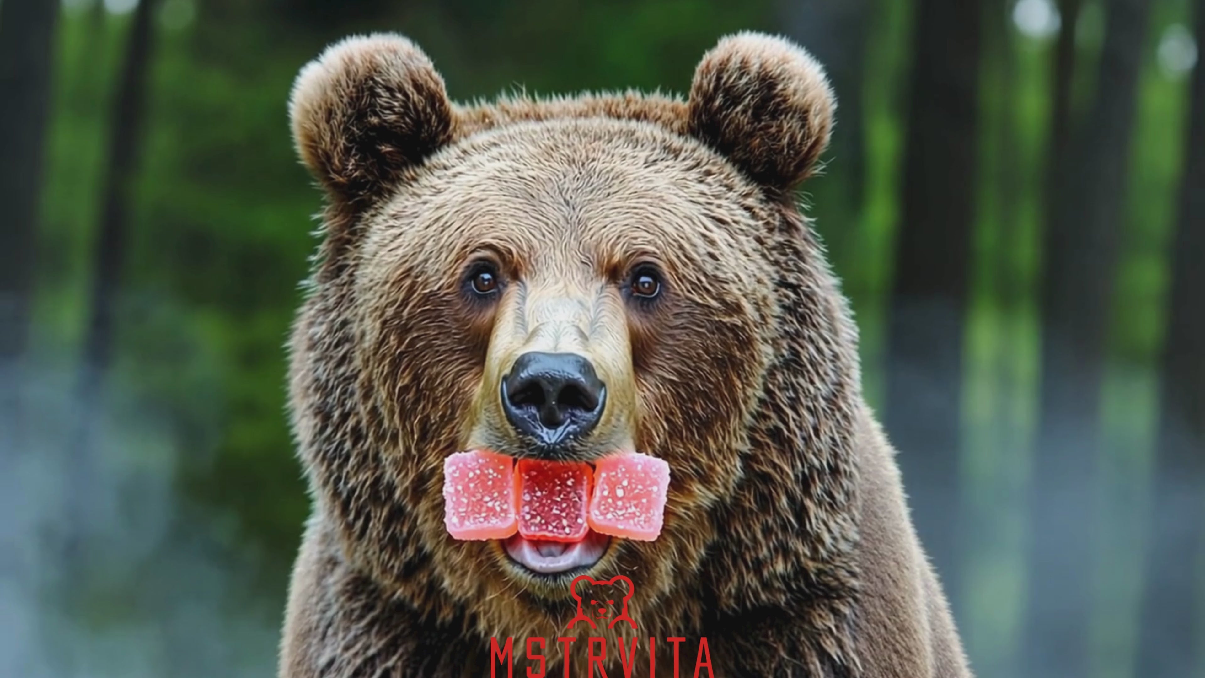 Load video: Creatine a monohydrate Gummies being chewed by Grizzly Bear